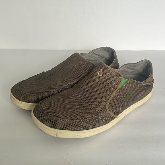 Olukai Nohea Mesh Mens 11 Slip On Loafers Brown Fold Down Heel Slide Shoes ♣️ - Picture 1 of 7